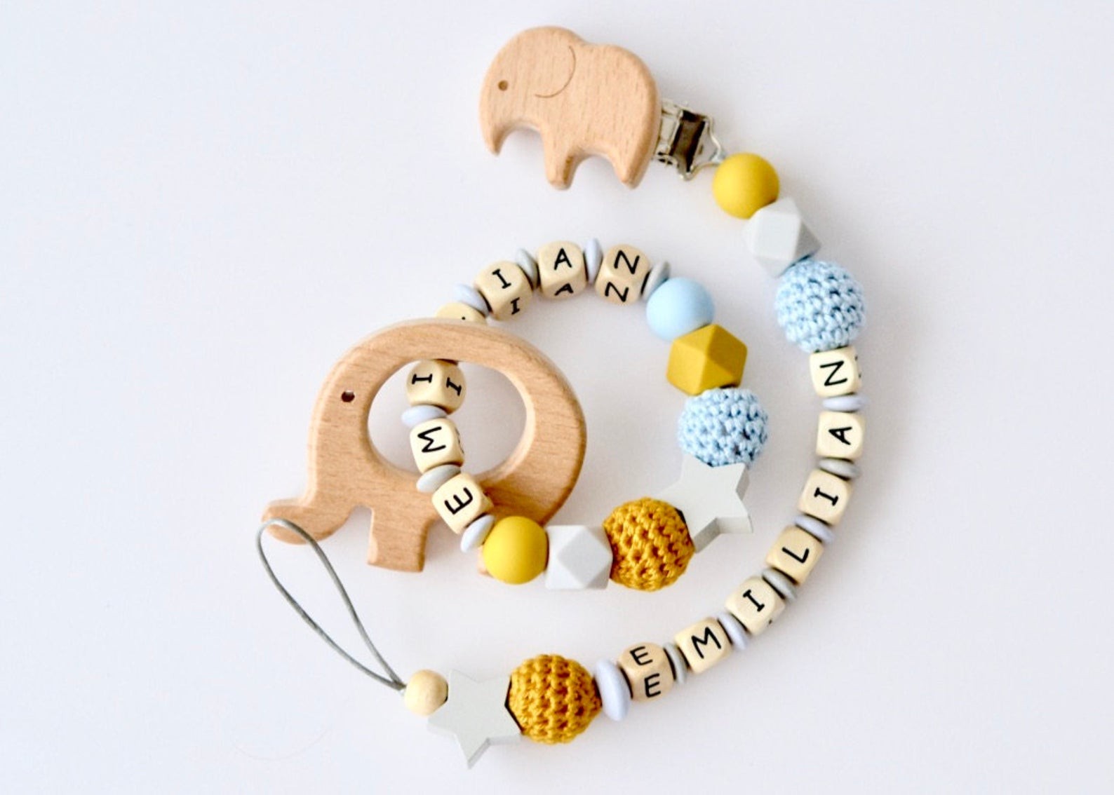 

Держатель для пустышки+грызунок Babymall Elephant