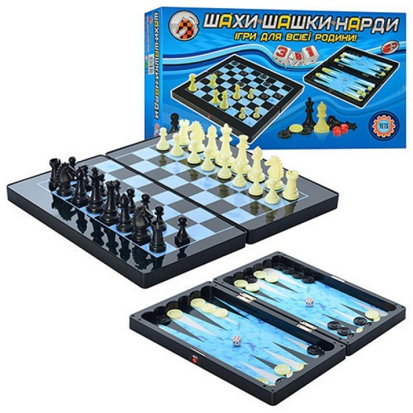 

Магнитная настольная игра 3 в 1 шахматы шашки нарды Разноцветный 31,5см*35см