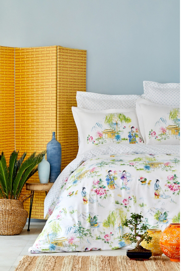 

Комплект постельного белья Karaca Home Hinata yesil 20192 + Пике 220х230 (svt-2000022230810)