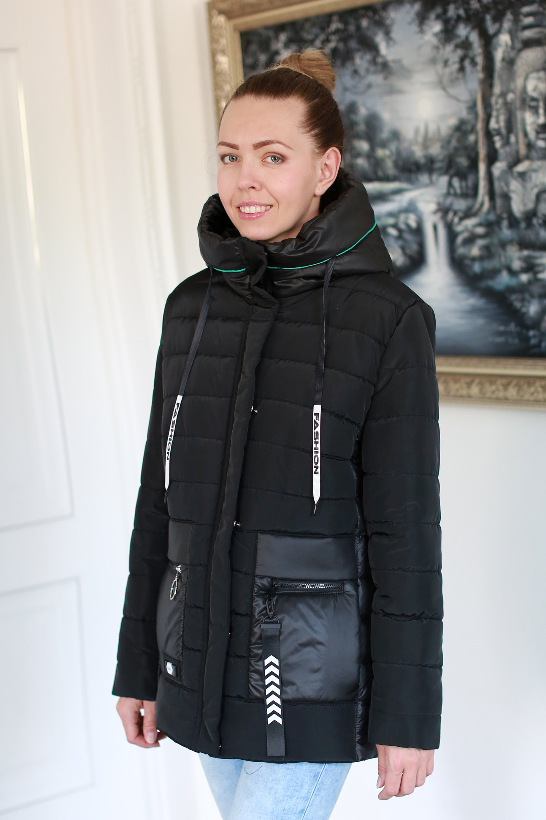 

Куртка женская осенне-весенняя Van Qils "ботал планка" 58 черный+зеленый