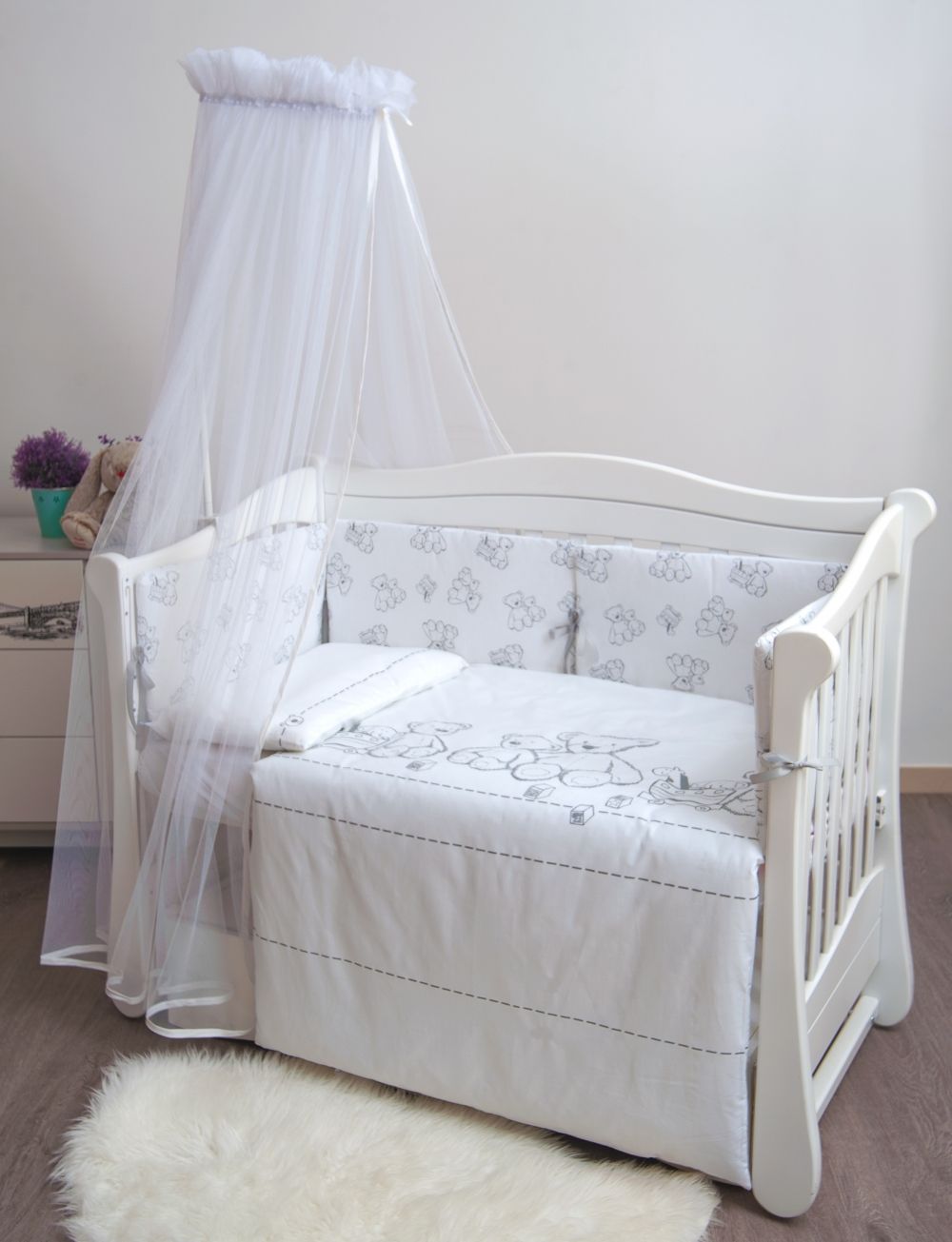 

Постіль Twins Eco Line New E-025 6 ел Teddy white/grey