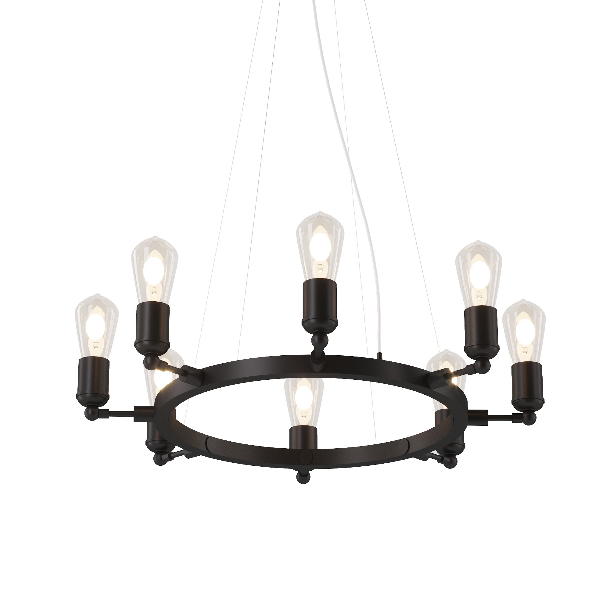 

Подвесная люстра для гостиной, спальни, офиса, кафе и ресторана Circle lamp 4729, 8 цоколей сталь черный PikArt