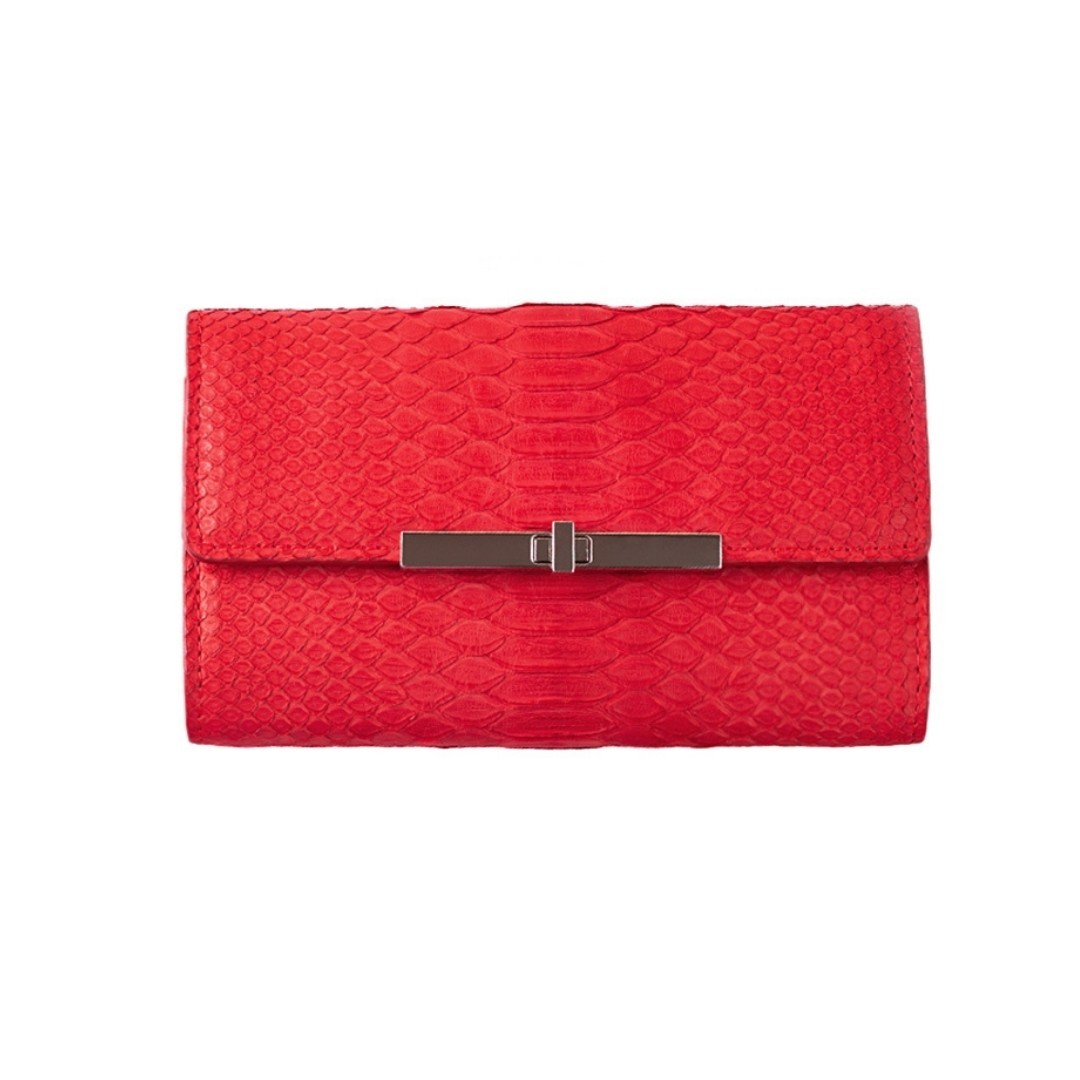 

Кошелек-клатч Bernard bags из питона со съемной цепочкой Красный