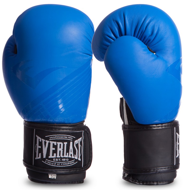 

Перчатки боксерские кожаные на липучке Everlast MA-0704 MATT 12oz синий