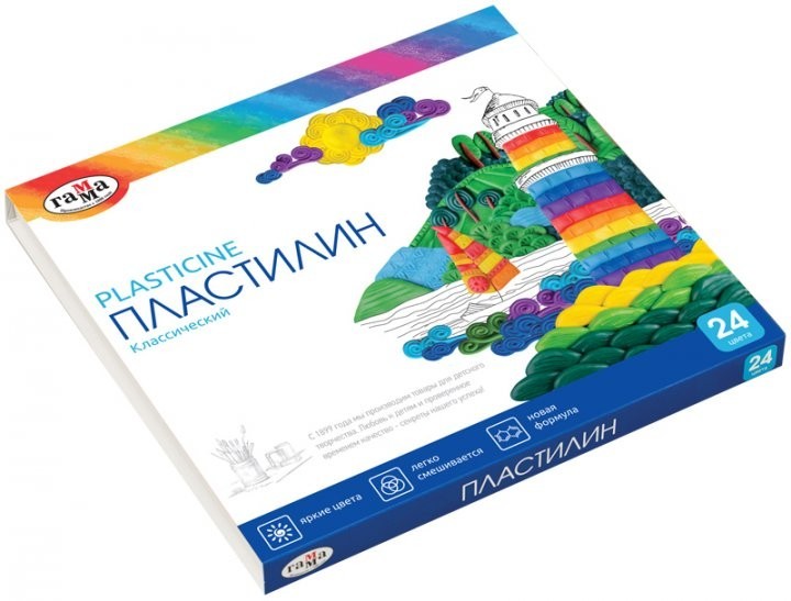 

ГАММА Пластилин 24цвет 480гр Классика со стеком картон уп. 281036
