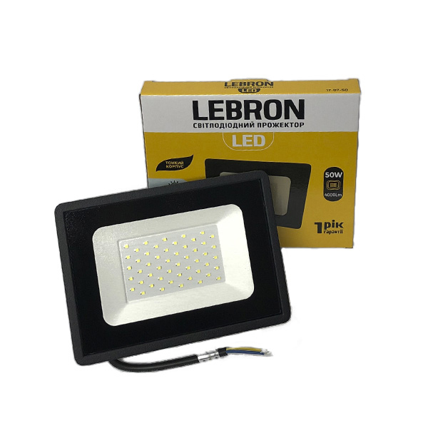 

Прожектор светодиодный LED Lebron LF, 50W, 4250Lm, 6000К (4419)