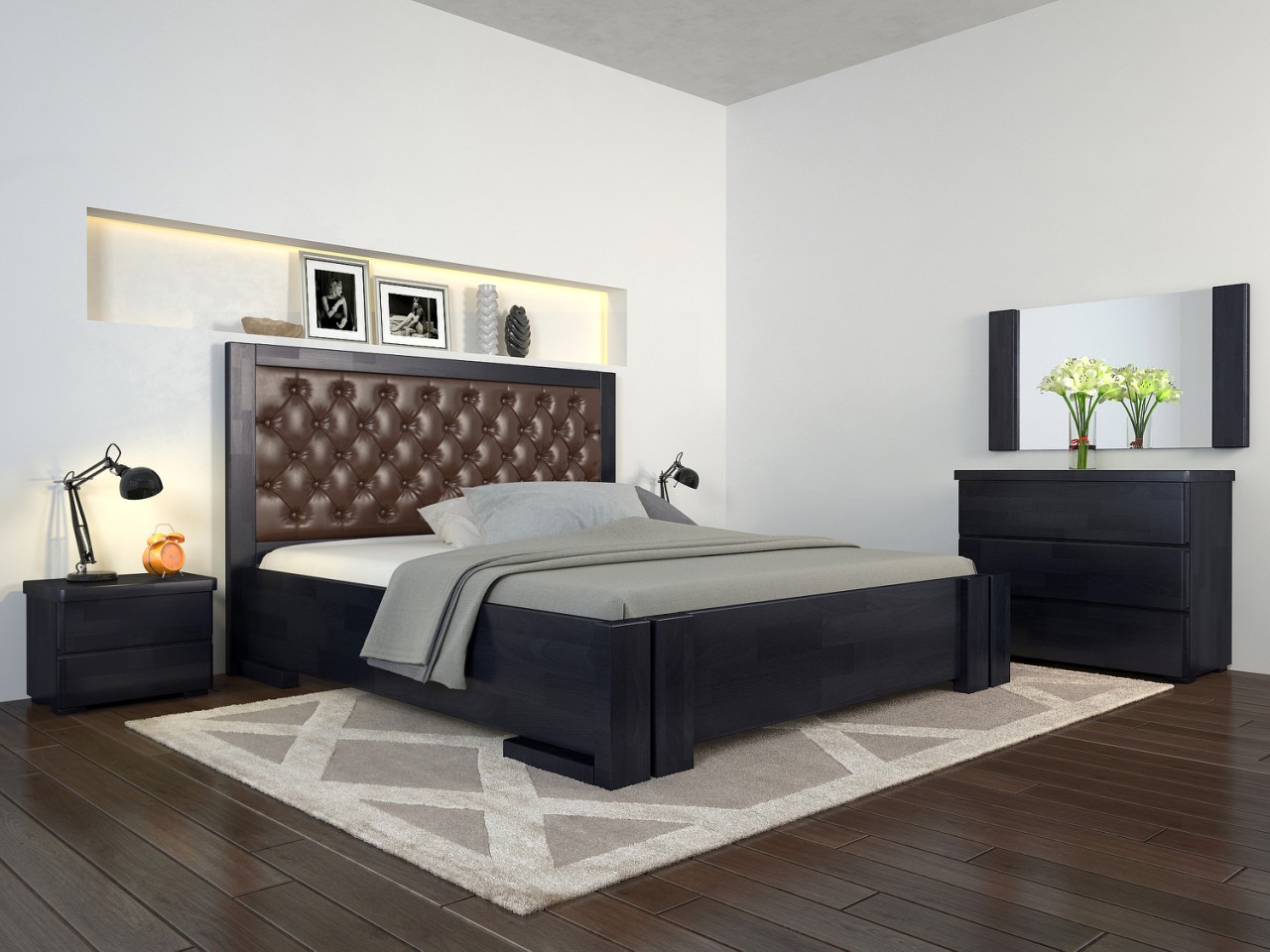 

Кровать с подъёмным механизмом из натурального дерева бук 180*200 Амбер венге Арбор Древ