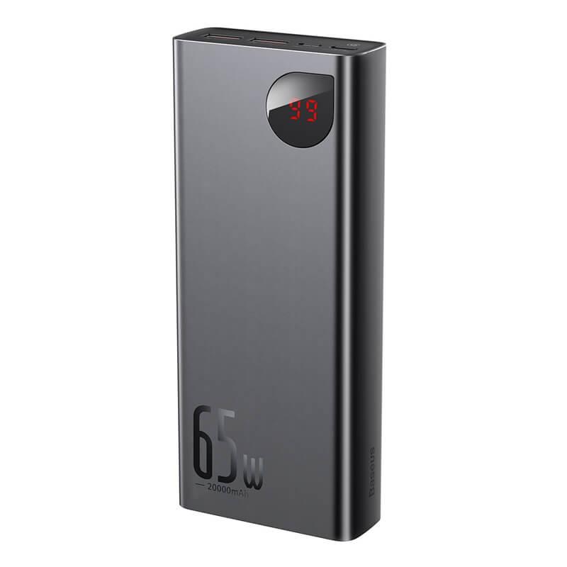 

Внешний портативный аккумулятор Power Bank BASEUS Adaman Metal Digital Display Quick Charge Power Bank 20000mAh 2USB/1Type-C, 6A, 65W Black (PBB3)