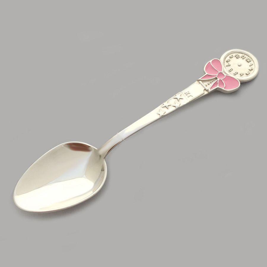 

Серебряная детская ложка "Часики" Silver4u с эмалью ЛЗ-5102