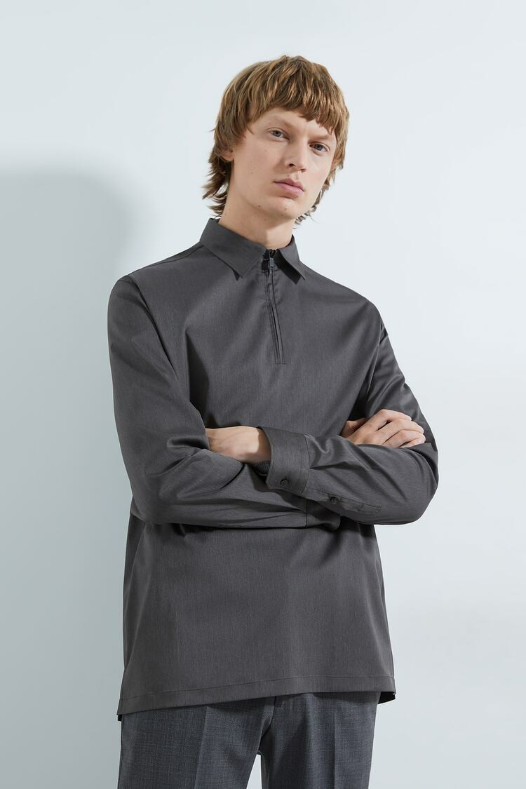 

Рубашка Zara темно-серая однотонная L (6596 947 802)