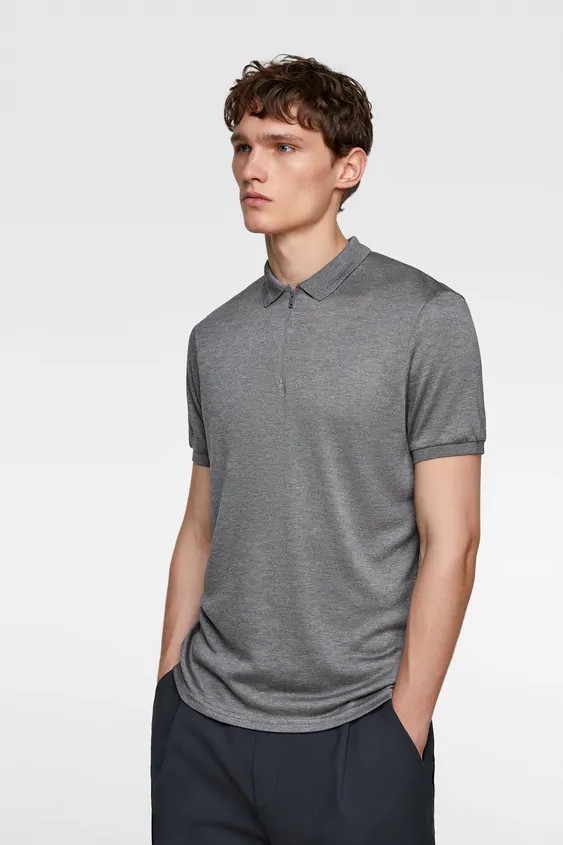 

Поло Zara серое меланжевое M (4090 304 803)