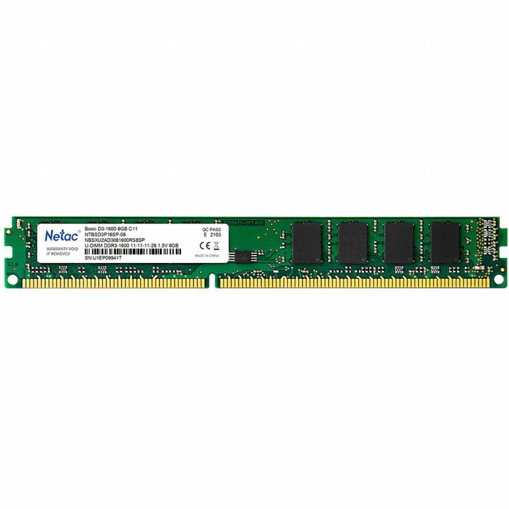 

Модуль памяти для компьютера DDR3L 8GB 1600 MHz Netac (NTBSD3P16SP-08)