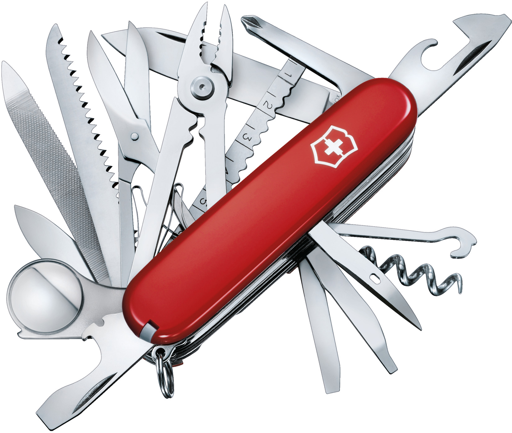 

Складной нож Victorinox SWISSCHAMP 91мм/33функ/крас /штоп/ножн/плоск/пила/напил/лупа/стам/рыба Vx16795
