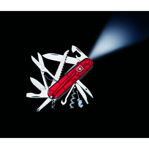 

Складной нож Victorinox HUNTSMAN LITE 91мм/21функ/крас.прозр /штоп/ножн/пила/LED/ручка Vx17915.T