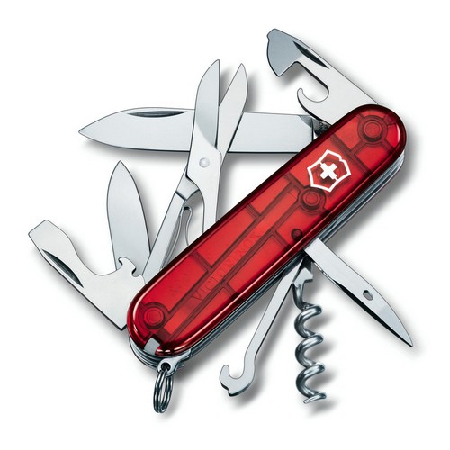 

Складной нож Victorinox CLIMBER 91мм/14функ/крас.прозр /штоп/ножн/крюк (блистер) Vx13703.TB1