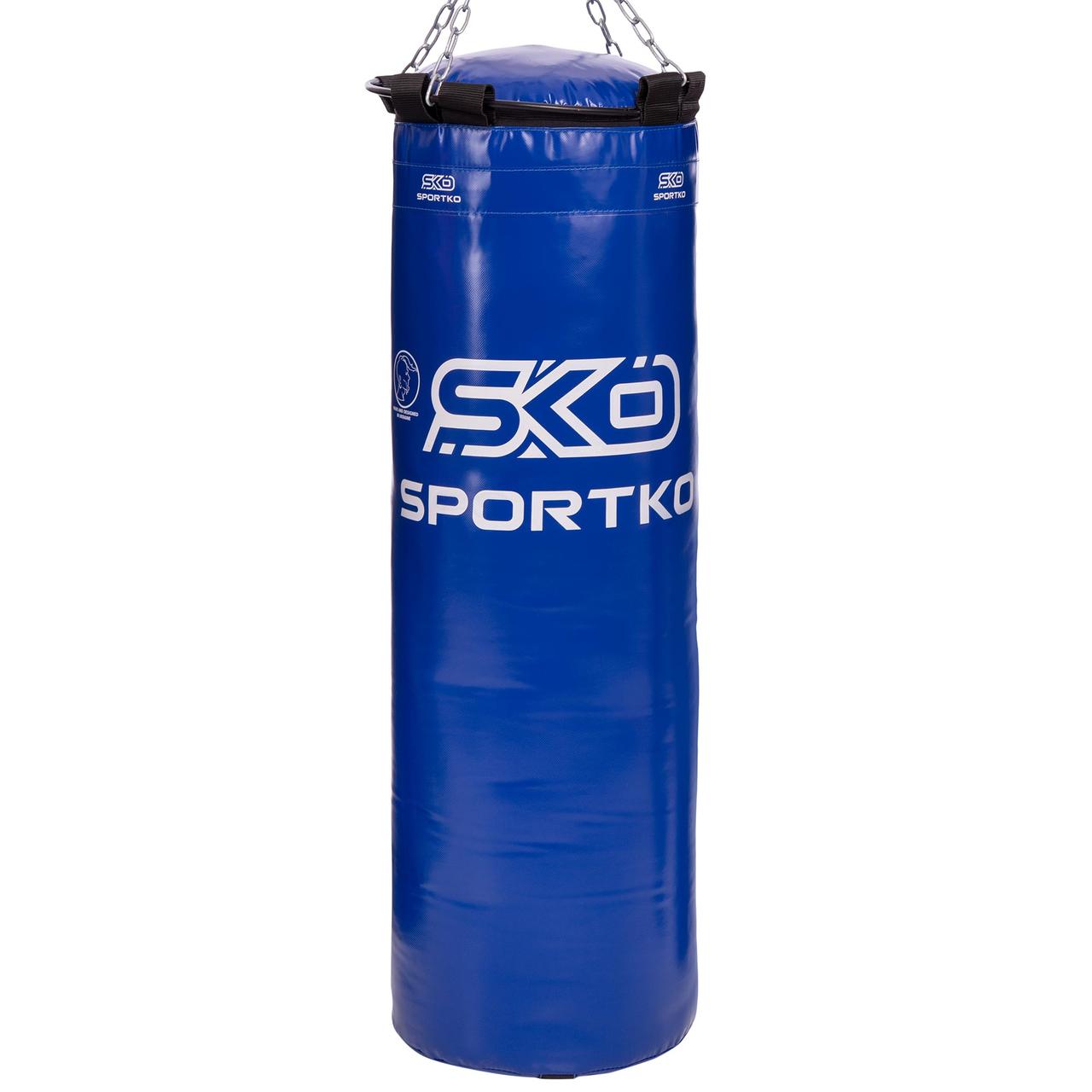 

Мешок боксерский Цилиндр с кольцом и цепью ЭЛИТ SPORTKO MP-22 высота 110см синий