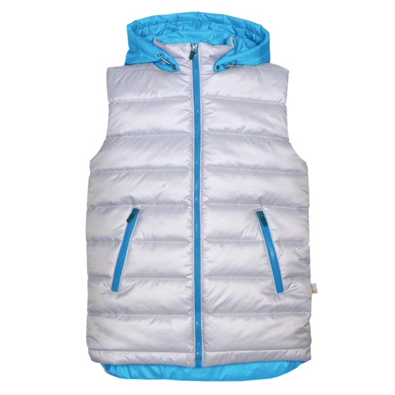 

Теплый жилет для мальчика DaNa-kids 122 см серый с голубым (54013)