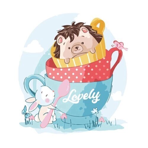 

Картина по номерам Ежик с зайчонком, 30х40 см