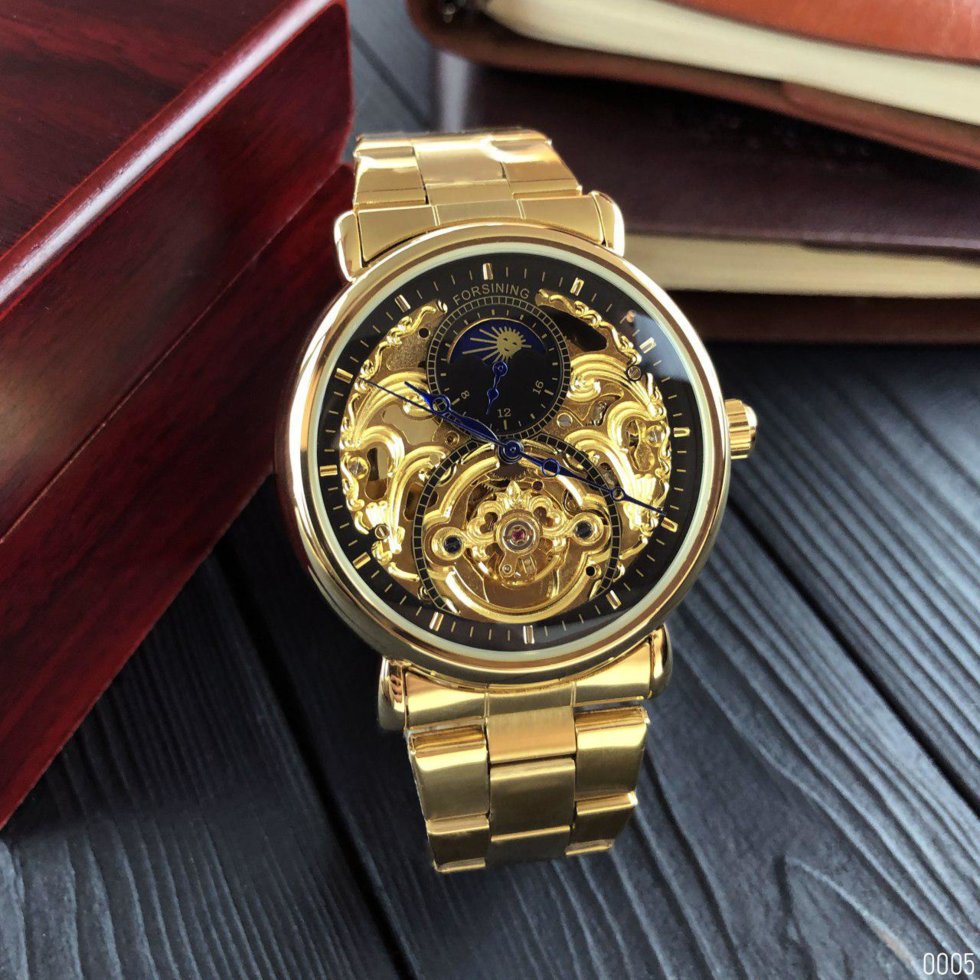 

Мужские наручные часы Forsining 8177 Gold-Black