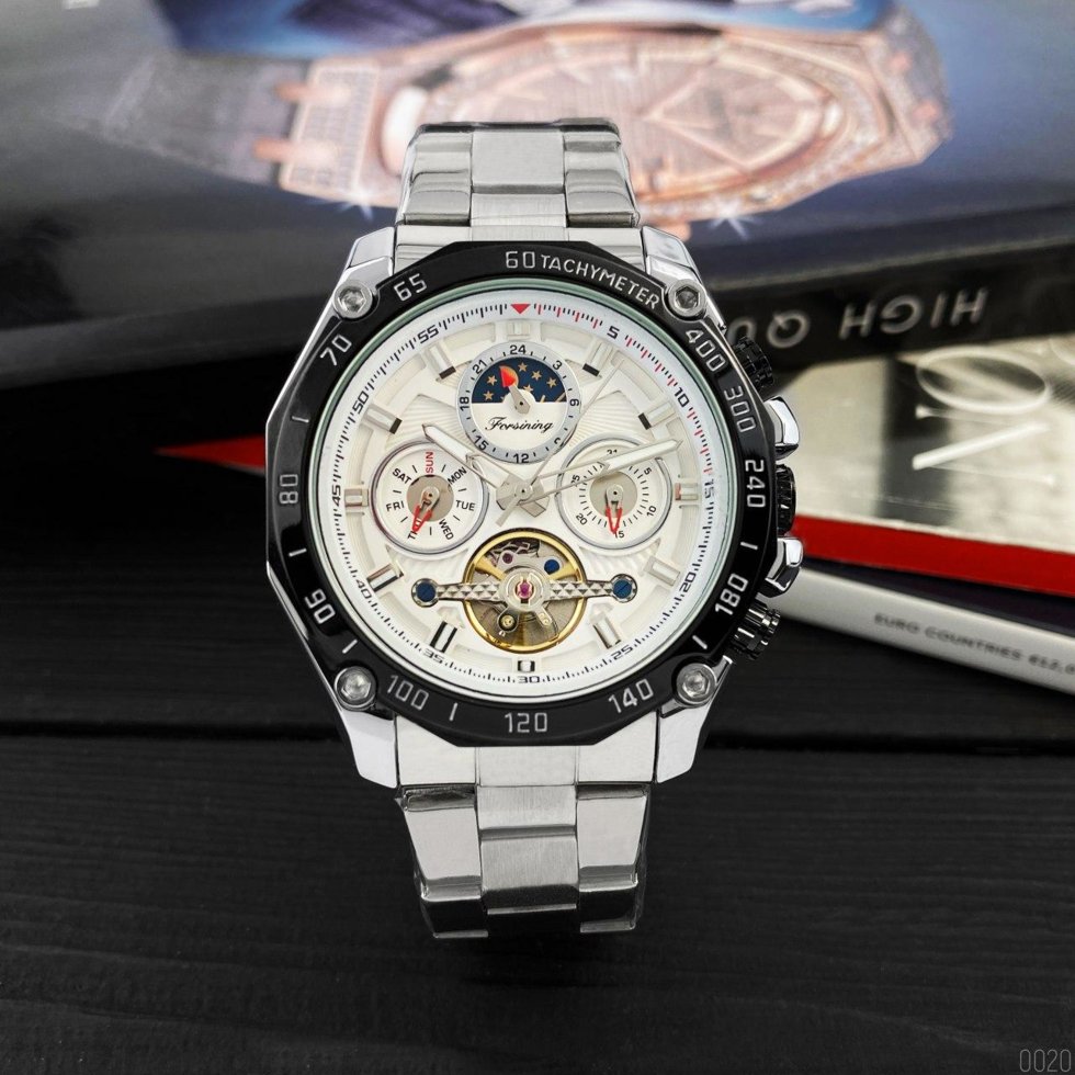 

Мужские наручные часы Forsining 6913 Silver-White-Black