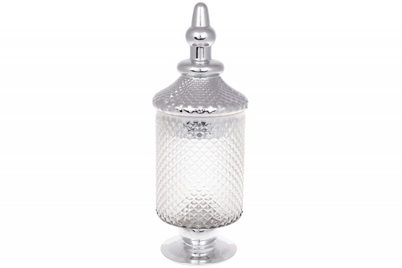 

Банка стеклянная Bon Шевалье 591-218, 38см, цвет - прозрачный с серебром