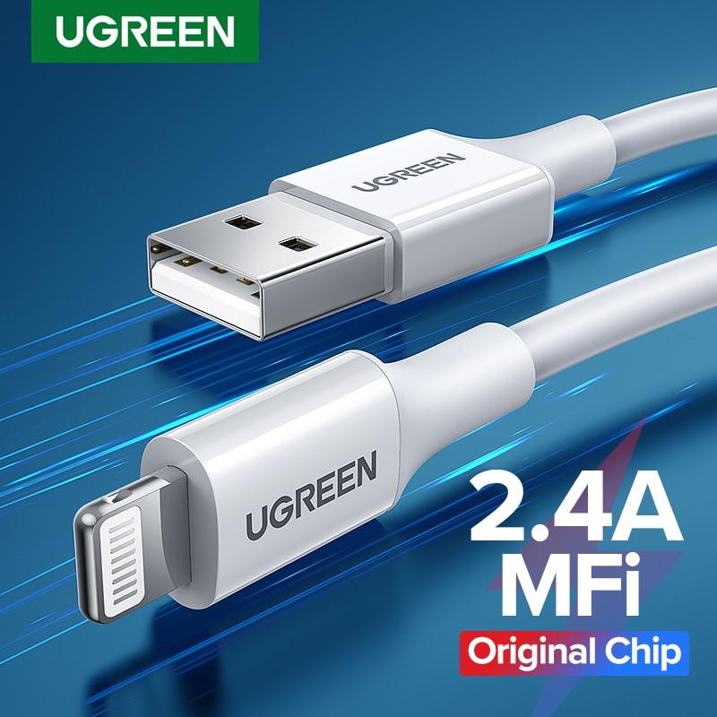 

Lightning кабель Ugreen US155 быстрая зарядка 2.4 Apple чипсет MFi сертифицированный ABS 1.5м White