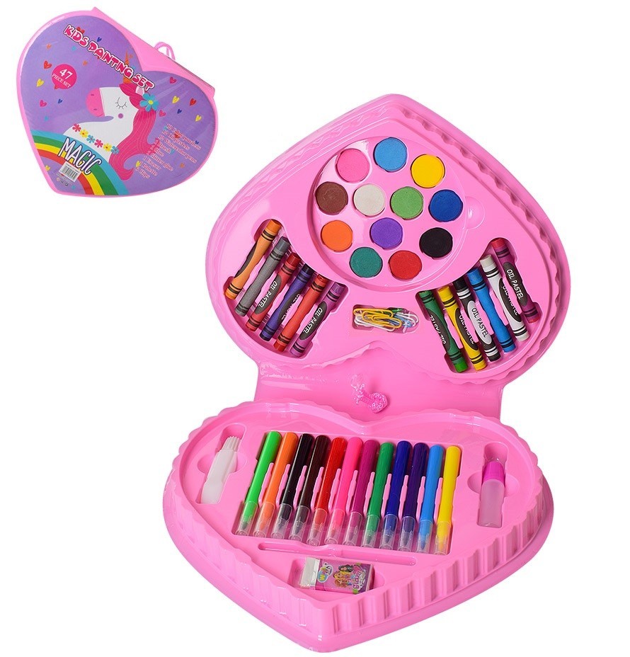 

Набор для юного художника Единорог для рисования в пинале развивающий детский для девочек 47 предметов RL MK 3918-3