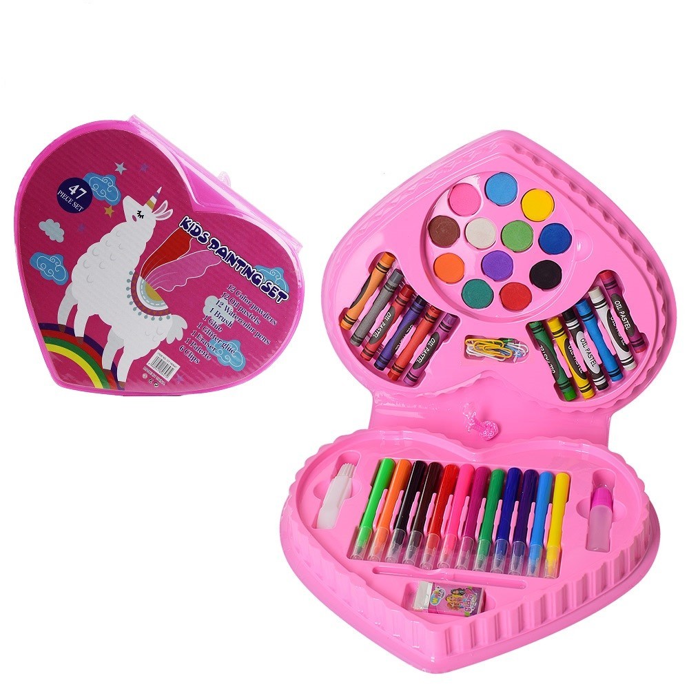 

Набор для юного художника Лама для рисования в пинале развивающий детский для девочек 47 предметов RL MK 3918-3