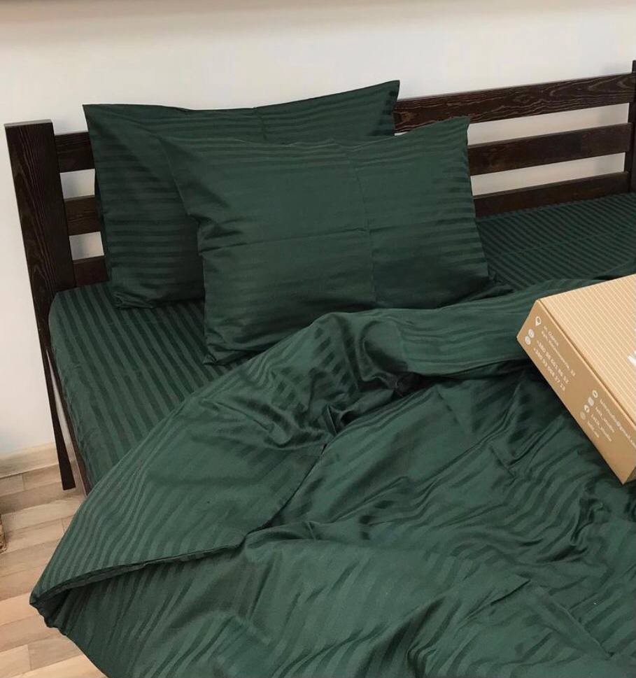 

Постельное Белье из Страйп Сатина Изумруд 240х220 - Евро SleepTime