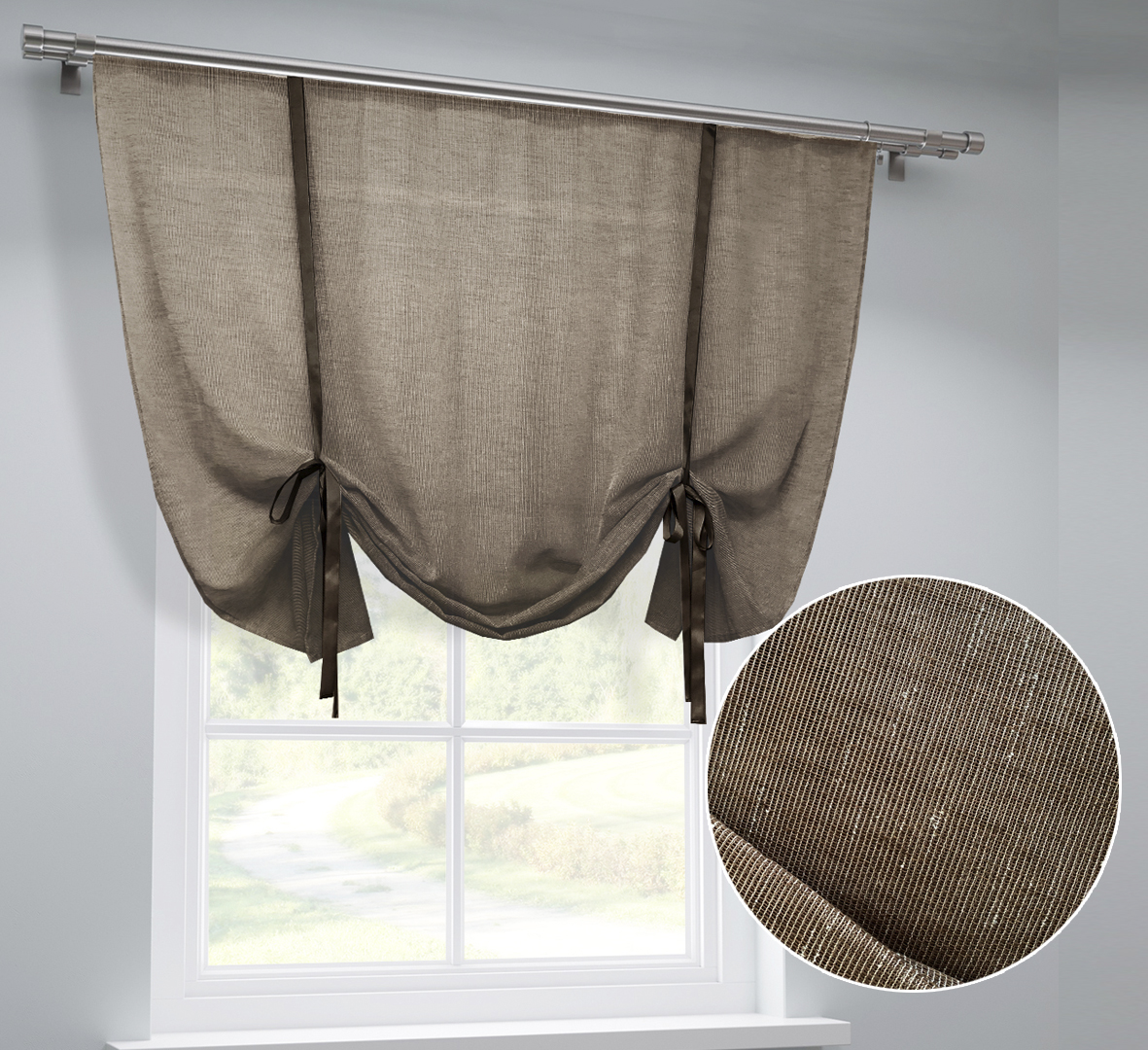 

Занавеска для кухни Adagio Windows Decor Мадлен в коричневом цвете 150х140 см