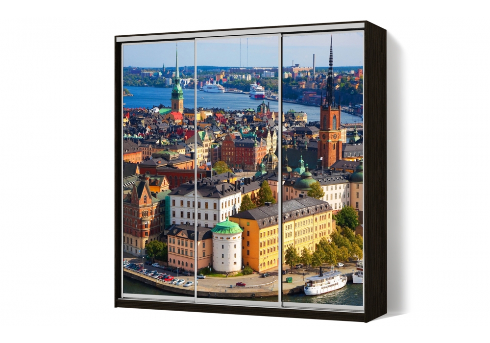 

Шкаф-купе LuxeStudio 3 двери ФМП/ФМП/ФМП рисунок Ar346 CLS - I 210 x 200 x 45 см