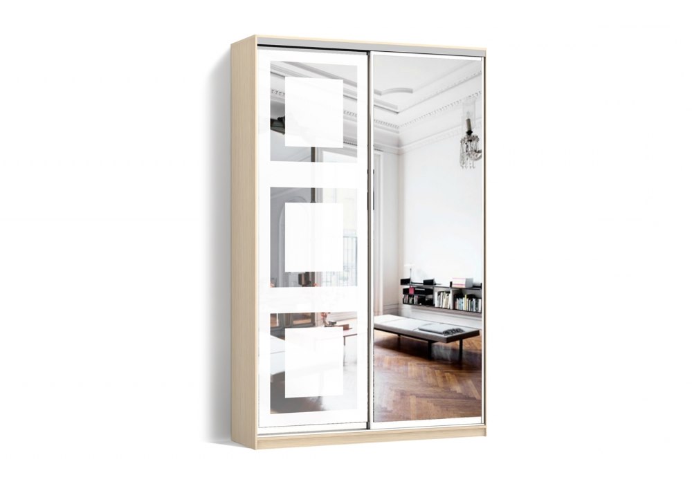 

Шкаф-купе LuxeStudio 2 двери Зеркало/Пескоструй рисунок 66 цвет Дуб молочный CLS - III 120 x 200 x 45 см