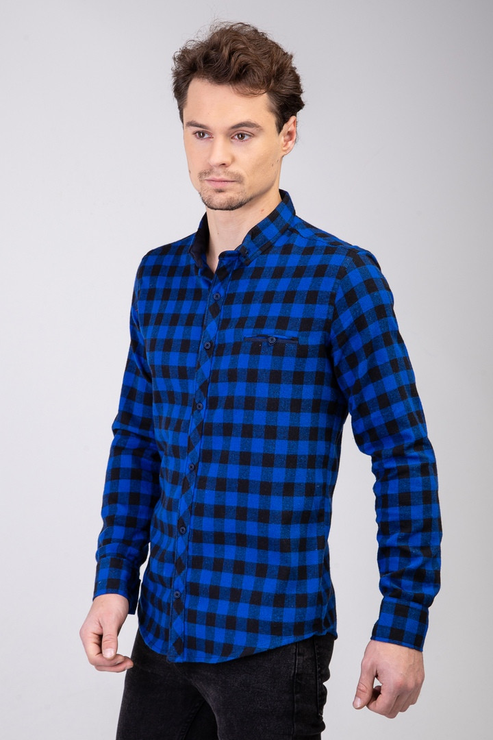 

Мужская утеплённая рубашка в клетку DressCode Турция XL синяя 2476