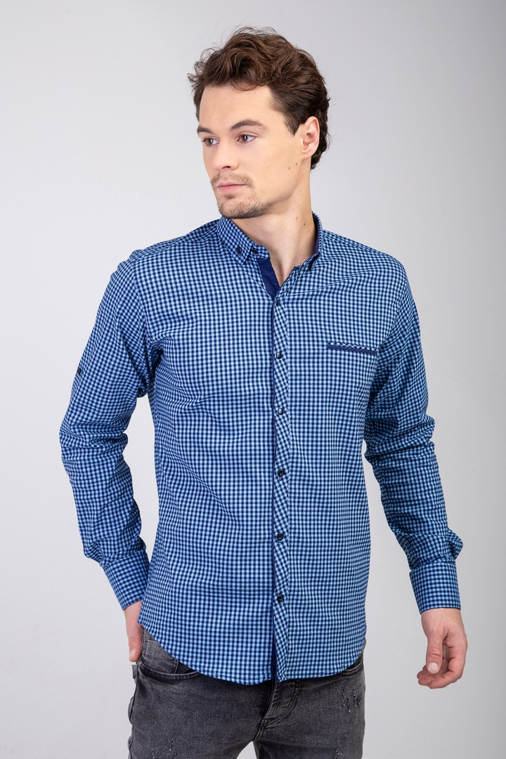 

Мужская рубашка в клетку DressCode Турция М цвет джинс 2467