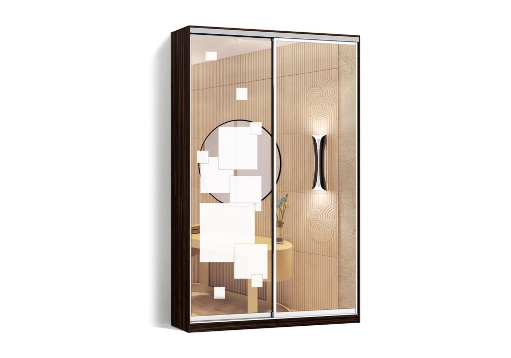 

Шкаф-купе LuxeStudio 2 двери Зеркало/Пескоструй рисунок 52 цвет Зебрано CLS - I 190 x 210 x 45 см