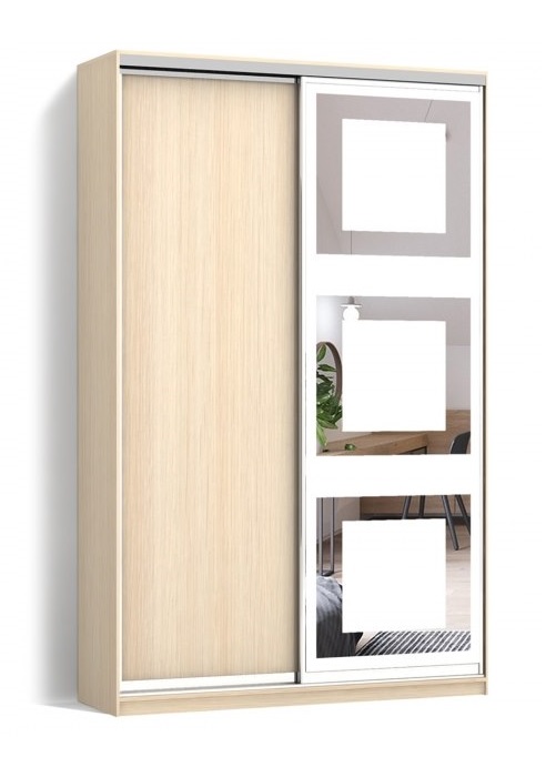 

Шкаф-купе Luxe 2 двери ДСП/Пескоструй рисунок 66 цвет Дуб молочный CLS - I 160 x 200 x 45 см