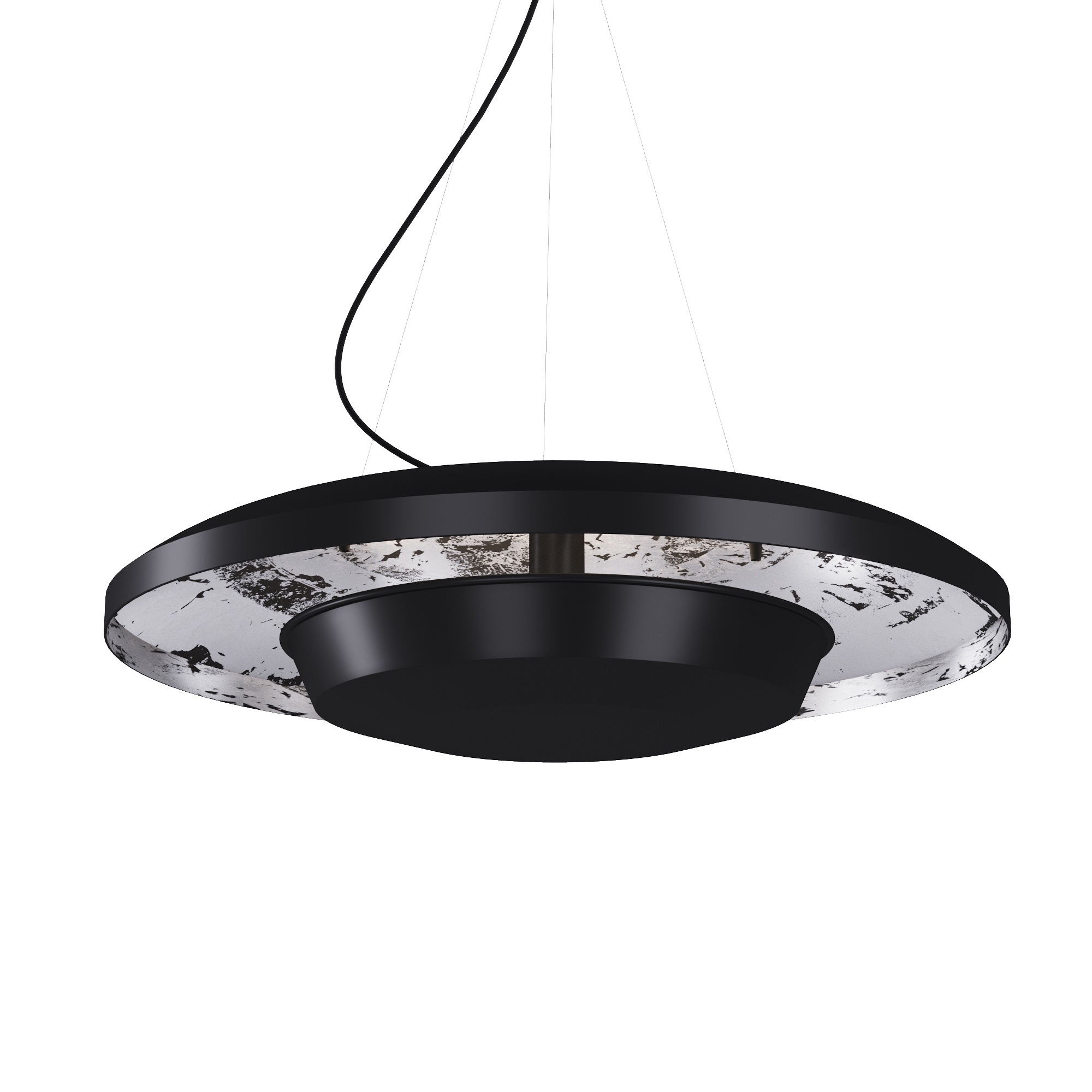 

Подвесная люстра для гостиной, спальни, кухни, кафе, офиса Solar Moon eclipse 5052-2 сталь черный с серебристым PikArt