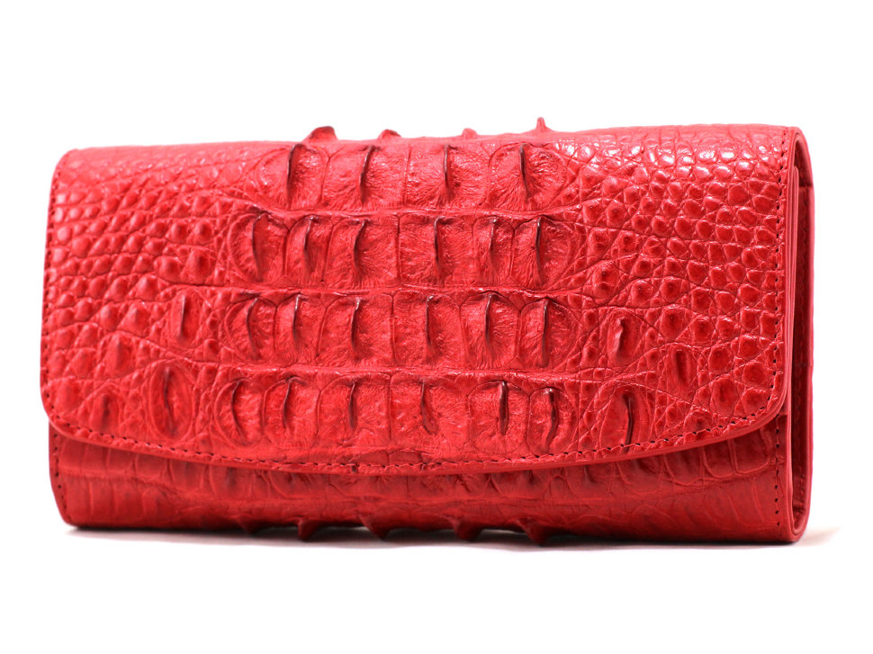 

Портмоне женское из кожи крокодила (PCM 03 BT Fire red) красный