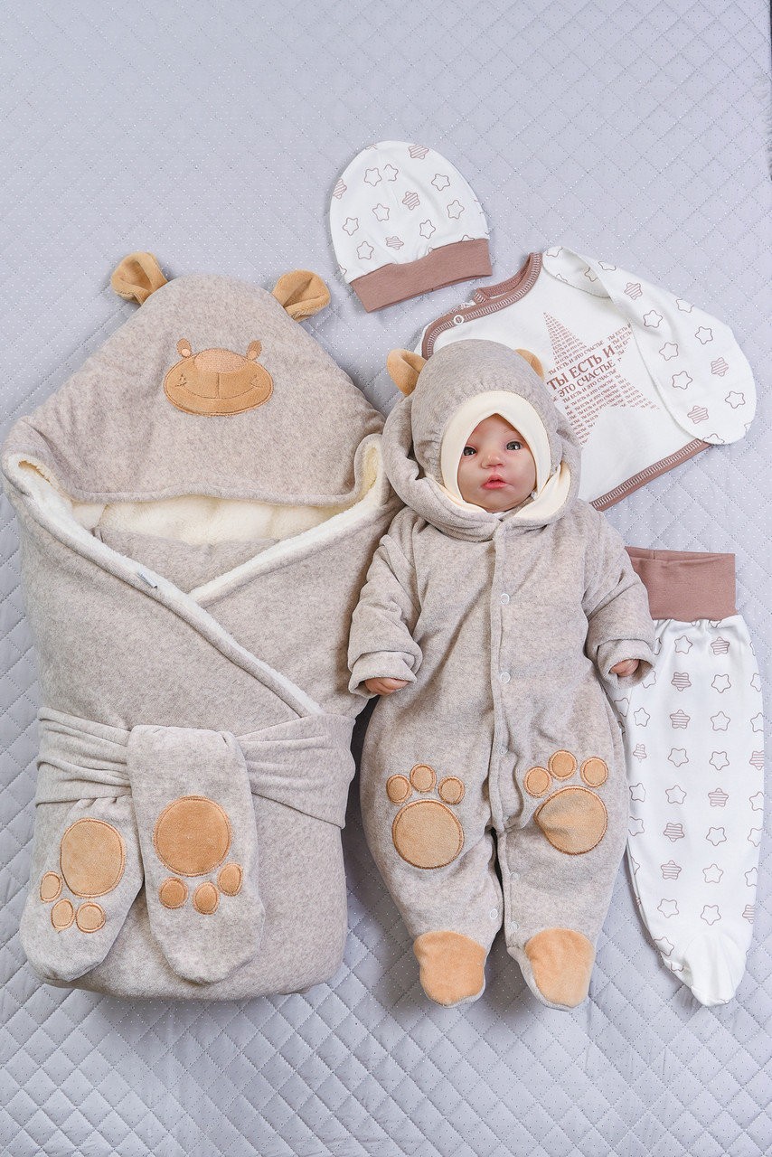 

Зимний комплект на выписку Lari Little Bear 56 капучино звезды