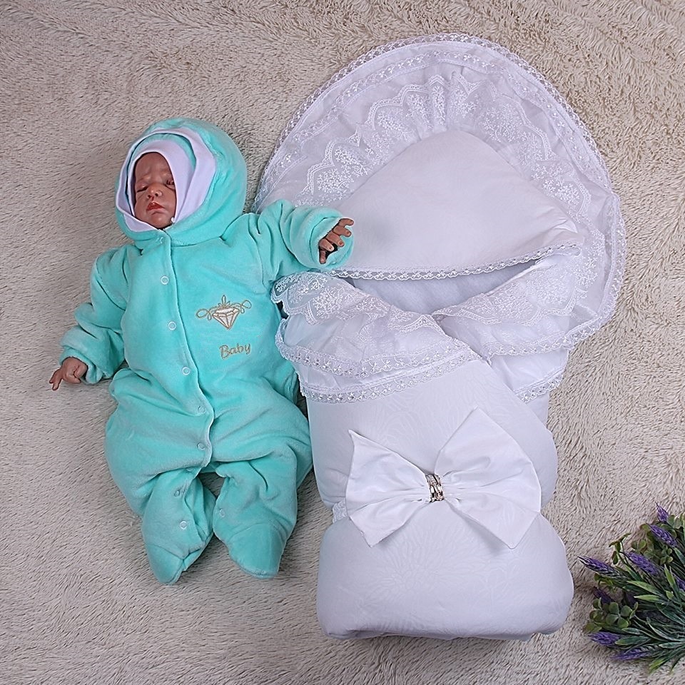 

Комплект на выписку из роддома Brilliantbaby Очарование 56 бирюза