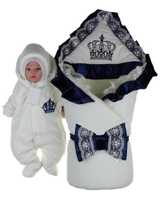 

Набор на выписку из роддома весна Lari Excellent велюр 56 молочно-синий