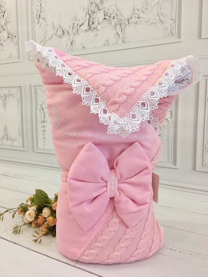 

Зимний конверт Lari Косичка комби 85х85 см розовый