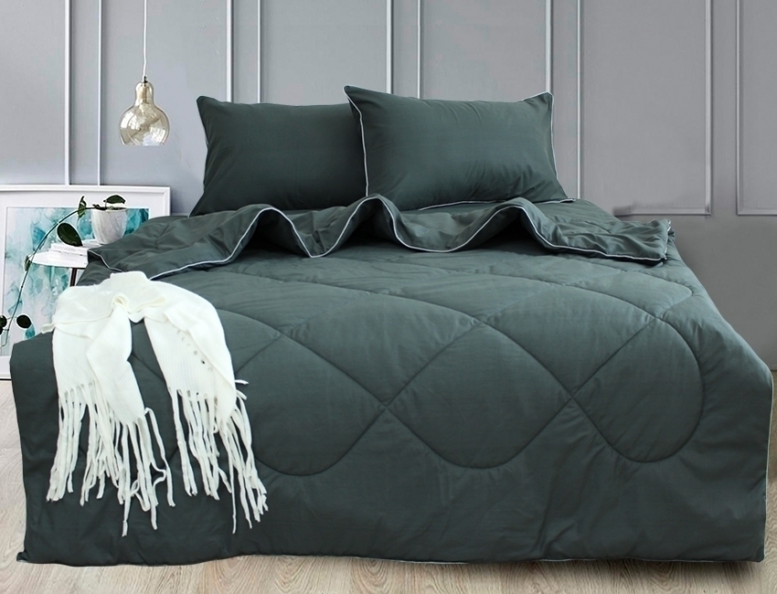 

Набор Elegant ТМ TAG одеяло евро простынь 240х215 см наволочки 2х50х70 см ранофрс Dark grey
