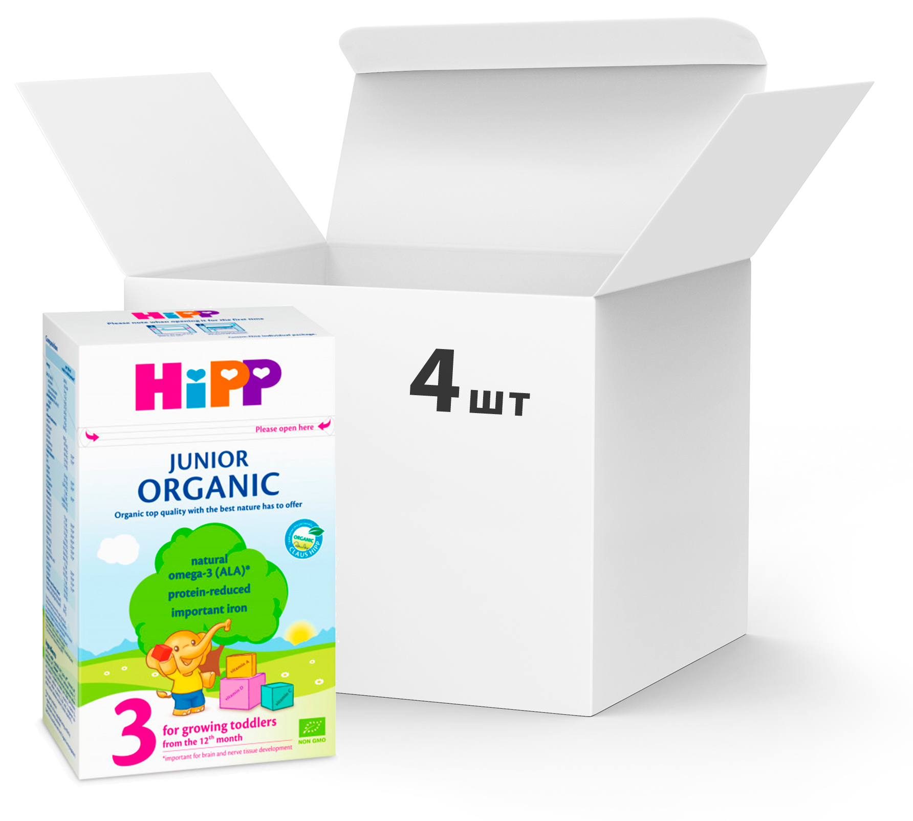 Акція на Упаковка органического детского сухого молочка HiPP Organic 3 с 12 месяцев 4 пачки по 500 г (9062300434009_9062300439332) від Rozetka UA