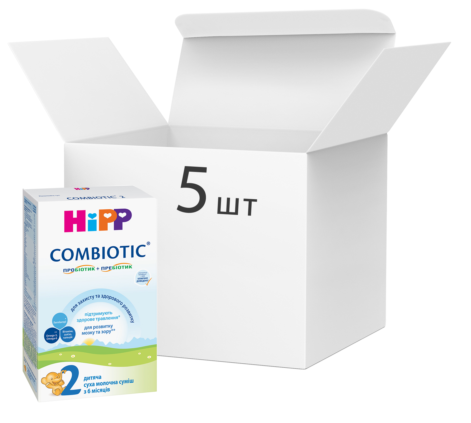 Акція на Упаковка детской сухой молочной смеси HiPP Combiotic 2 для дальнейшего кормления 5 пачек по 300 г (9062300438816) від Rozetka UA