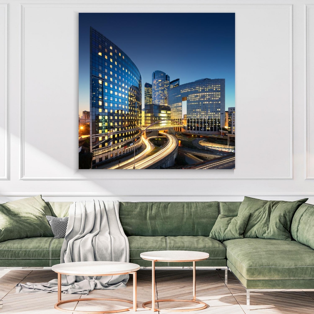 

Картина на холсте Архитектура Skyscrapers And Light Trails 75х100 см.