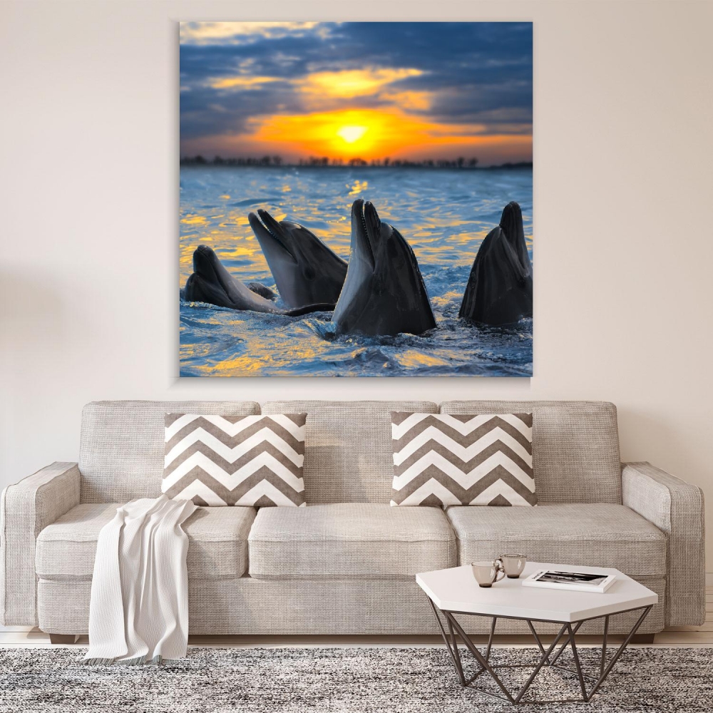 

Картина на холсте Архитектура Dolphins At Sunset 90х90 см.