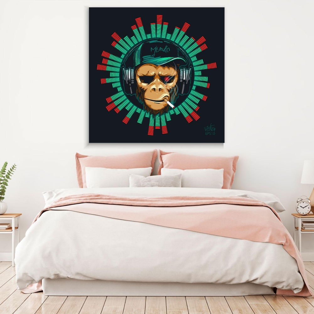 

Картина на холсте Музыка Monkeys With Headphones 50х50 см.