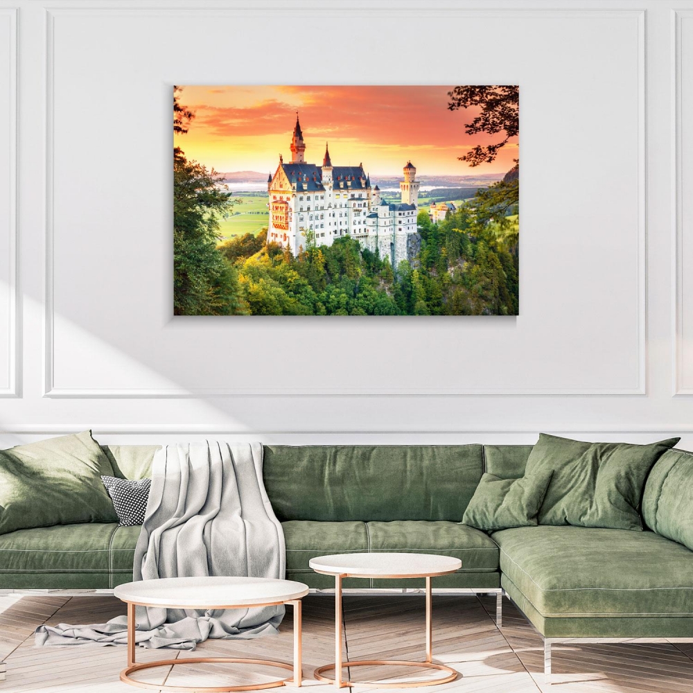 

Картина на холсте Архитектура Neuschwanstein Summer Landscape 110х150 см.