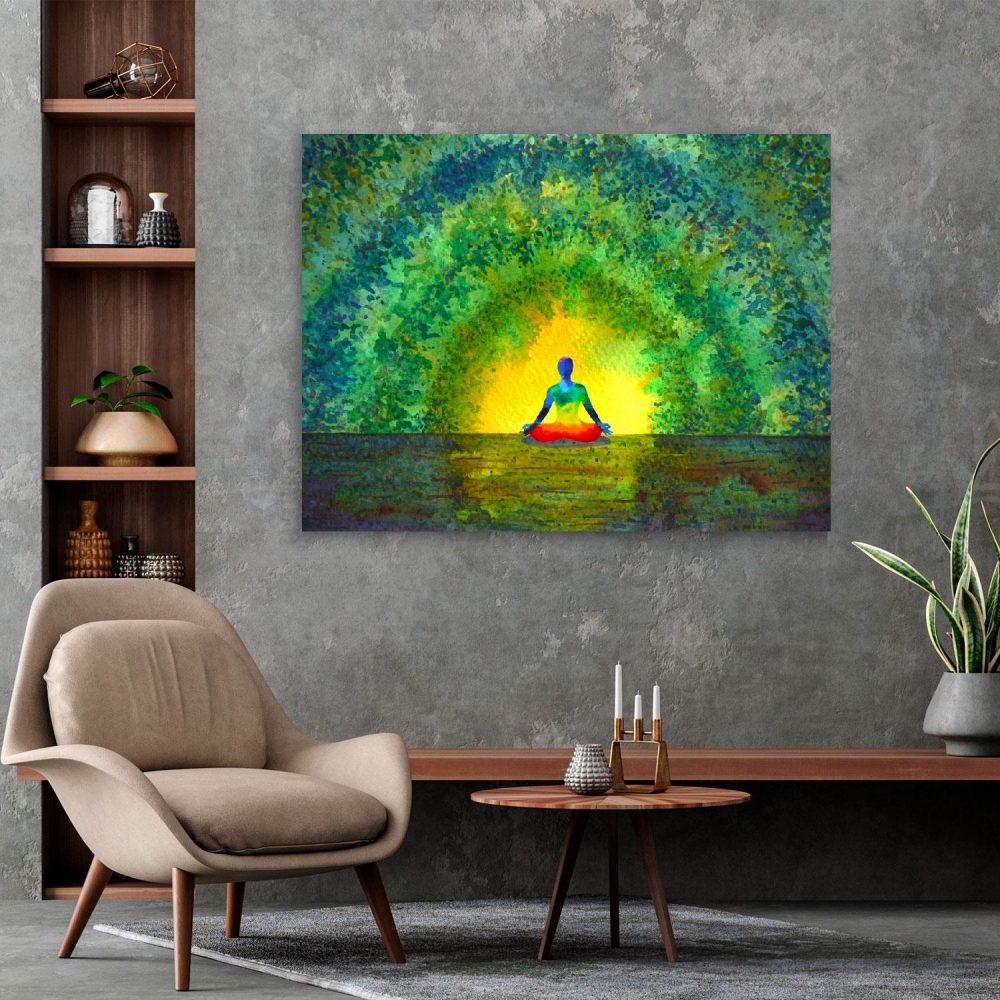 

Картина на холсте Йога и медитация Green Human Chakra 90х120 см.